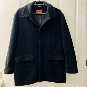 Vintage Étienne Aigner Peacoat Mens 42R Black Wool Blend Pockets Preppy Business